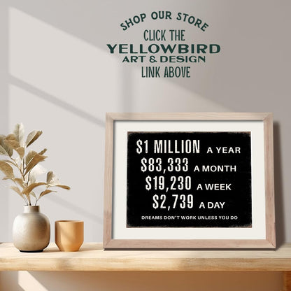 Motivational Success Wall Art 11x14 - LARGE Entrepreneur Inspirational Quotes for Office - Millionaire Mindset Hustle Decor - Office Wall Decor for Men - Executive Business Financial Black Print