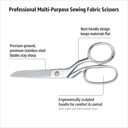 BoFuYuan Professional Stainless Steel Fabric Scissors, 8-Inch Heavy Duty MultiPurpose Tailor Sewing Scissors for Fabric Cutting, Leather, Craft, Sharp Precision Shears Blades, Ergonomic Comfort Grip
