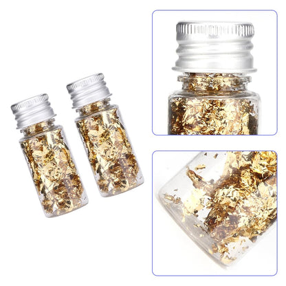 Lwuey Decorating Flakes, Gold Leaf Cake Decoration Flake Goldlen Toppers Gilding Foil Decor Imitation Metallic Decorative Drink Cooking Chocolates Cakes Drinks Dessert Cupcake Makeup 4PCS