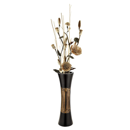 AeraVida Tribal Bali-Inspired Hand-Carved Wood Table Vase with Natural Brown Stain | Boho Chic Home Decor Accent | Trendy Rustic Wooden Vase for Living Room or Office