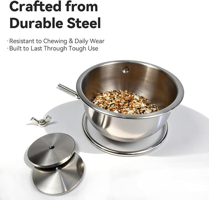AOTU Anti-Snatch Stainless Steel Parrot Feeding Cups with Locking Buckle - Bird Food & Water Bowls, Essential Bird Cage Accessories for Cockatiel, Conure, Budgie, Macaw Gray Parrot & Small Pets (S)