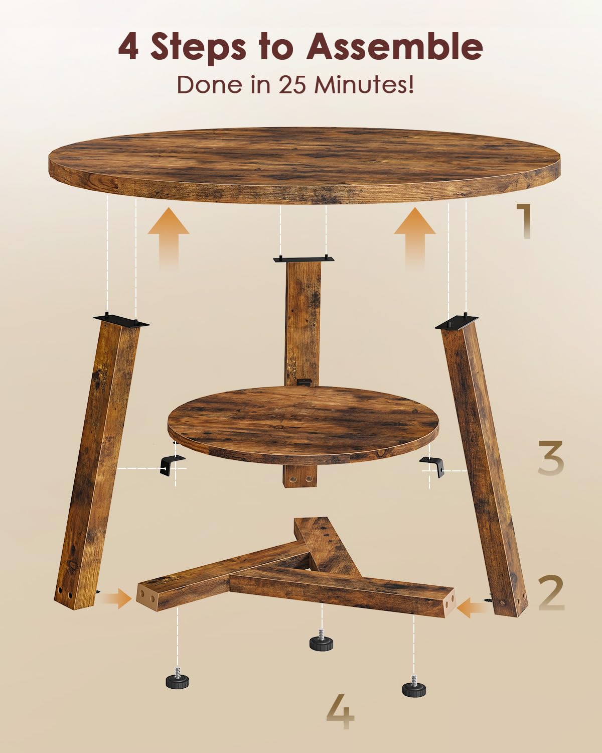 SANYOUNG Round Coffee Table, Small 2-Tier Center Table for Small Spaces