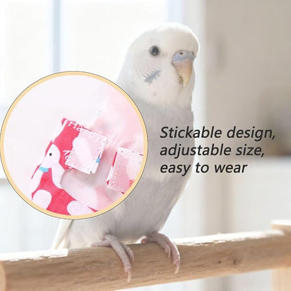 4pcs Bird Diaper Cute Printed Parrots Flight Suit with Bowknot Parrot Nappy Reusable Pigeon Pants Cockatiel Clothes for Parakeet Mini Macaw Budgie Canary - L