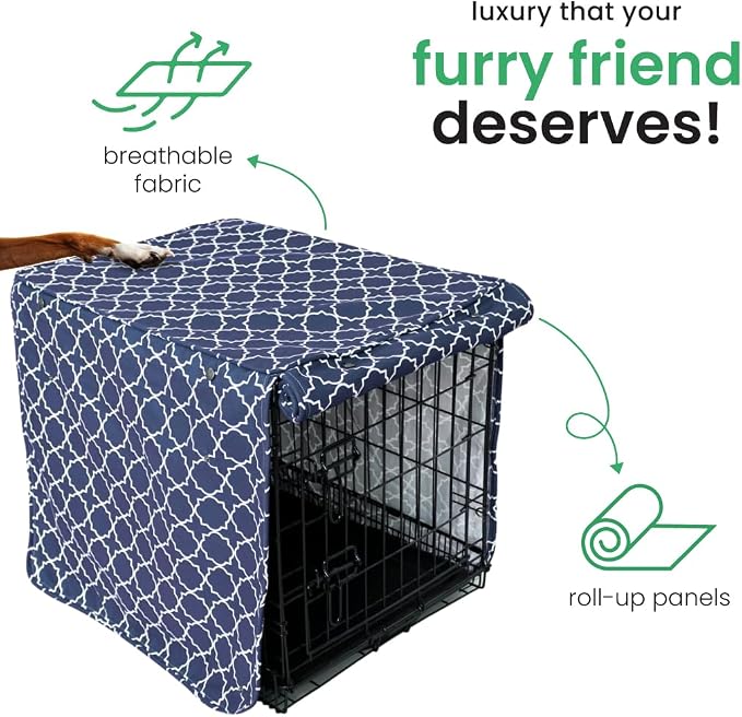 Molly Mutt Romeo & Juliet Dog Crate Cover, 100% Cotton Canvas Cover with 2 Roll-Up Panels, Ideal for Dog or Cat Crate, Durable, Washable, and Free of Harmful Chemicals, 30" x 19" x 21"
