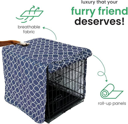 Molly Mutt Romeo & Juliet Dog Crate Cover, 100% Cotton Canvas Cover with 2 Roll-Up Panels, Ideal for Dog or Cat Crate, Durable, Washable, and Free of Harmful Chemicals, 36" x 23" x 25"