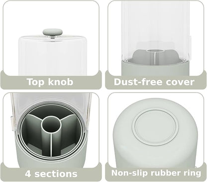 Toothbrush Holder with Cover 360 Rotating 4 Compartments Bathroom Toothpaste