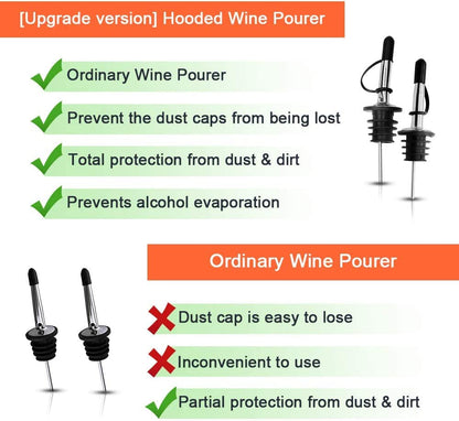 Pafusen 12 Pack Liquor Pour Spout With Dust Caps - Bottle Pourers for Alcohol, Olive Oil - Speed Pourers, Bar Bartender Accessories