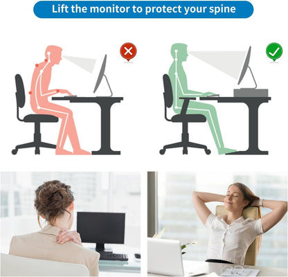 gianotter Computer Monitor Stand Riser, office organizer with Drawer, Office Organizers Storage for Classroom Office Supplies (Wood)