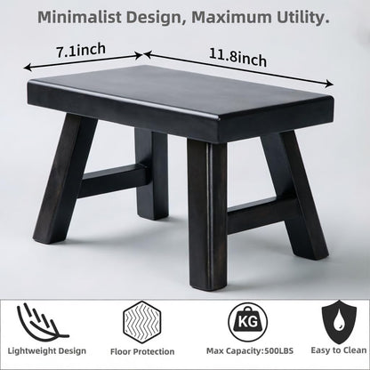 Wooden Step Stool fo Kids Handcrafted Solid Wood Stool with Chamfered Edges, 11" L x 7" H x 7.10" W - Multi-Functional Footrest, Small Step Stool with Anti-Slip Caps - Durable and Sturdy