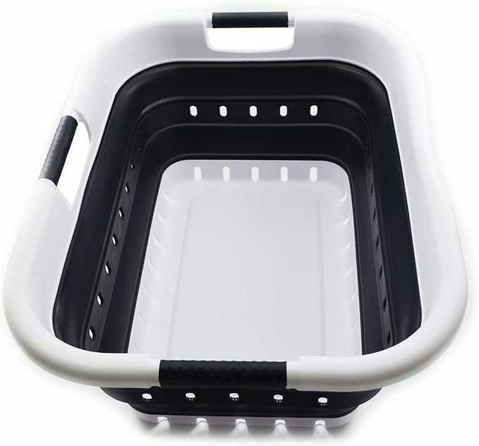 SAMMART 41L Collapsible 3 Handled Plastic Laundry Basket
