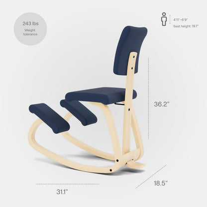 Varier Ergonomic Kneeling Chair for Office – Premium Kneeling Chair with Back Support for Posture Correction, Heavy Duty Desk Chair Cushion, Adjustable Office Chair Solution for Back Pain Relief
