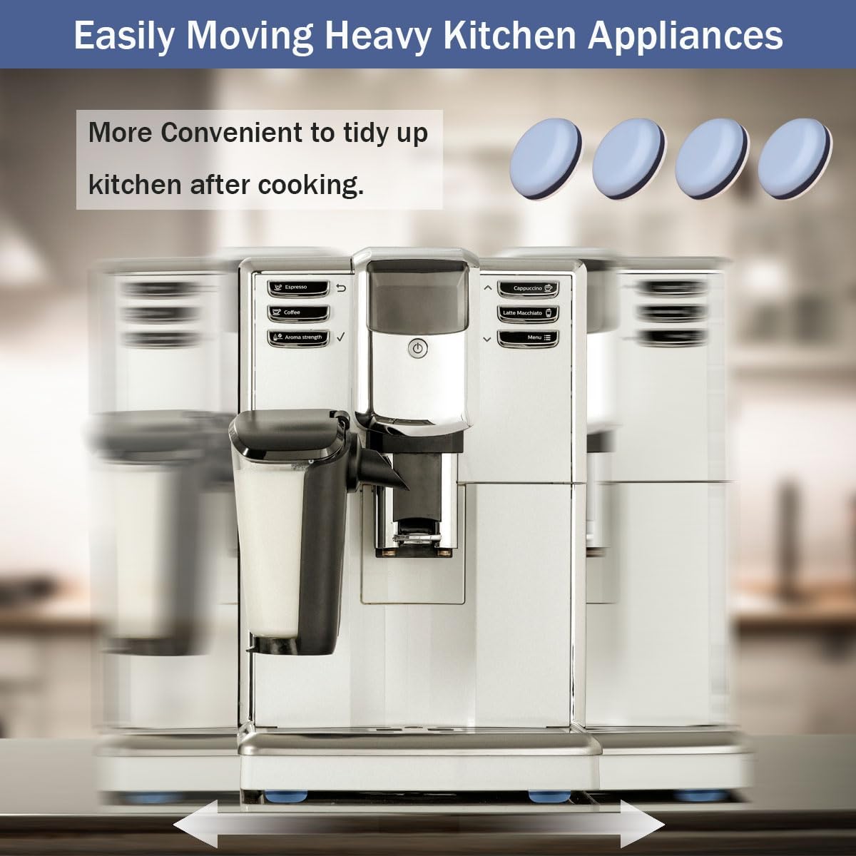 24Pcs Appliance Sliders, 3/4” Small Self-Adhesive Appliance Sliders for Heavy Kitchen Appliances, Slide Smooth on Countertop, Compatible with Most Kitchen Appliances