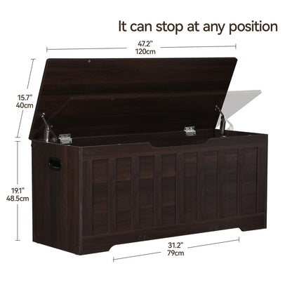 VANKILEY 43.3" Storage Chest Extra Large,Storage Trunk with 2 Safety Hinges,Wooden Storage Bench,Shoe Bench,43.3x15.7x19.1 Inch,Easy Assembly,Storage Bench for Bedroom,Living Room,entryway(Espresso).