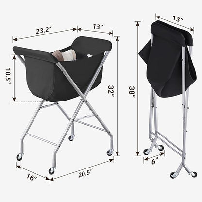 ELYKEN Laundry Cart with Wheels, 32”H Easy Rolling Laundry Hamper with