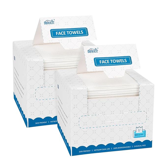 HOMEXCEL Face Towels, Biodegradable Makeup Remover Dry Wipes, Super Soft Clean