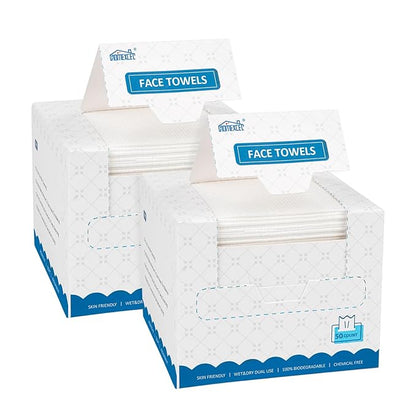 HOMEXCEL Face Towels, Biodegradable Makeup Remover Dry Wipes, Super Soft Clean