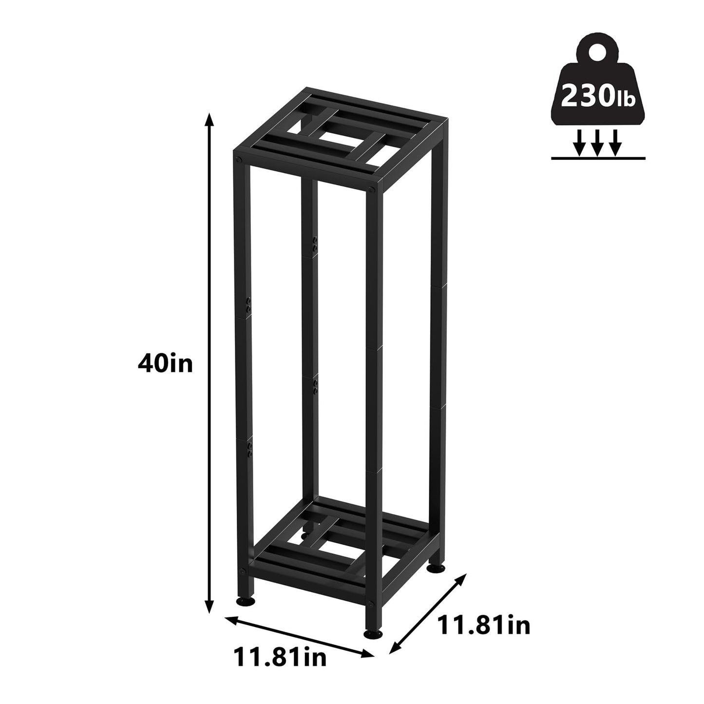 Umi.pzsy Metal Plant Stand, 2-Tier Indoor Outdoor Flower Pot Holder, 40*11.81*11.81 Inch, 230 lb Capacity, Adjustable Feet, Black (40*11.81*11.81 inches)