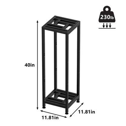 Umi.pzsy Metal Plant Stand, 2-Tier Indoor Outdoor Flower Pot Holder, 40*11.81*11.81 Inch, 230 lb Capacity, Adjustable Feet, Black (40*11.81*11.81 inches)