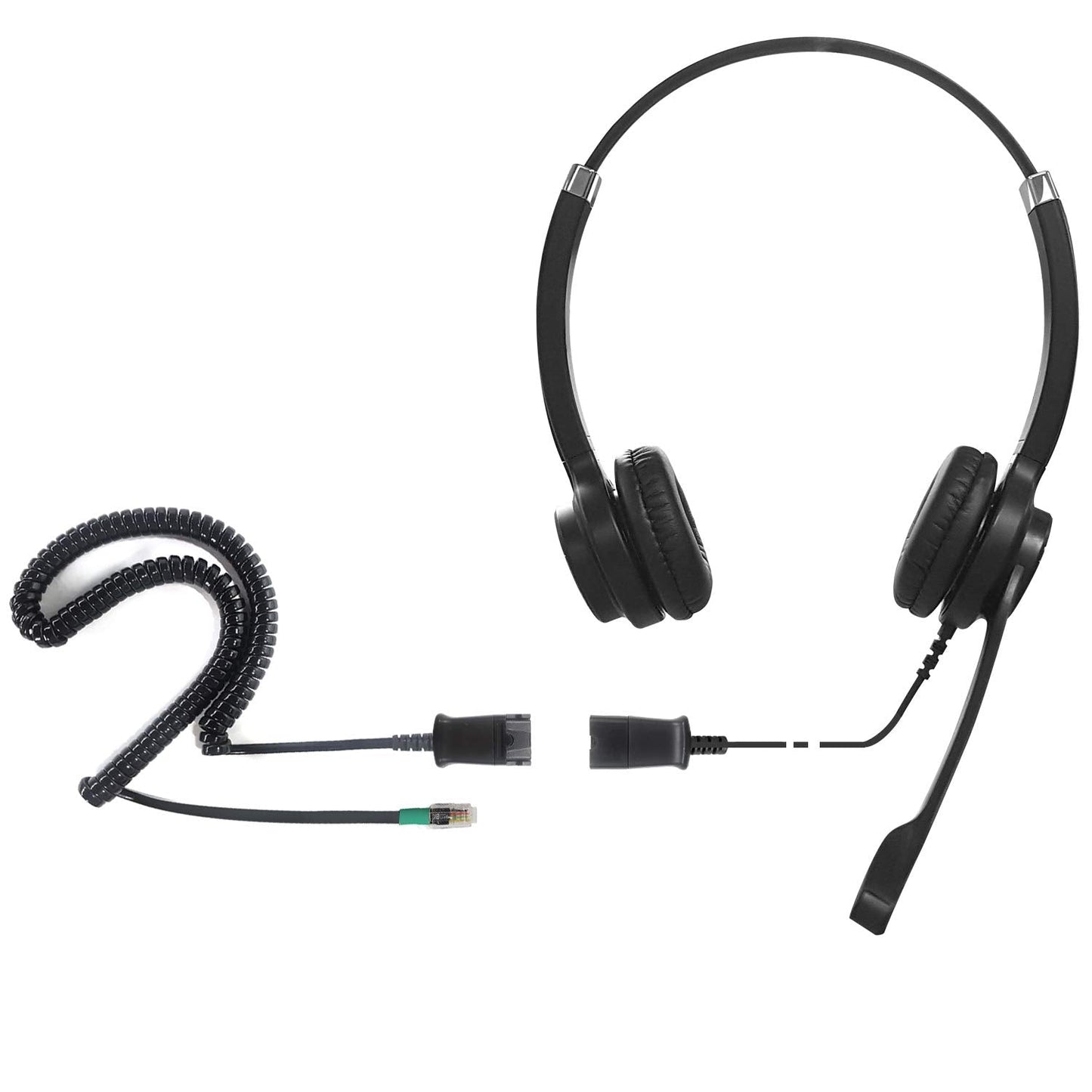 IPD IPH-255 Phone Headset with Noise Cancelling Microphone for Office and Call Center - Compatible with Yealink SIP,Snom, Greandsteam & LG landline Phones