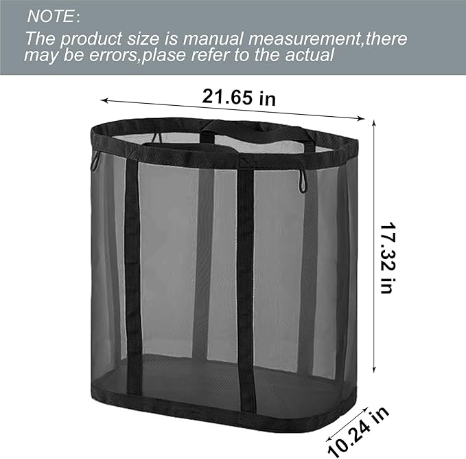 Mesh Bag with Handles, Collapsible Laundry Basket, Foldable Laundry Bag