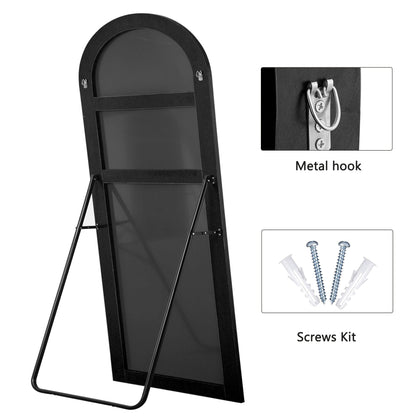 Trvone Arched Full Length Mirror, Wooden Thin Fram,71"x28"Full Body Mirror, Hanging or Leaning Against Wall, Bedroom Mirror, Floor Mirror, Dressing Mirror, Black