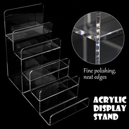 LNQ LUNIQI Acrylic Wallet Display Stand Holder 5-Tier Clear Riser Display Shelf Handbag Display Stand Holder Purse Stand Jewelry Display For Phone,Greeting Cards,Business Cards