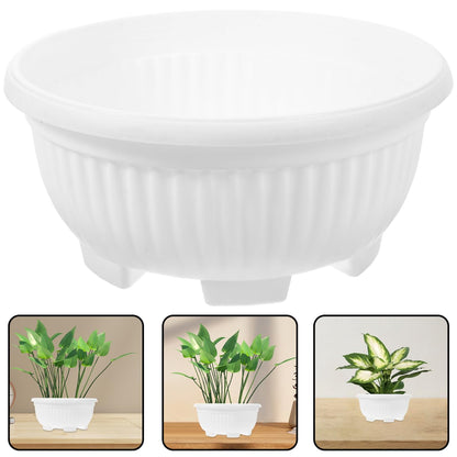 HANABASS Large Garden Bowl Planter White Shallow Plant Pot with Drainage Plastic Flowerpot for Succulents Bonsai Herbs Indoor Outdoor 8.25 Inchs