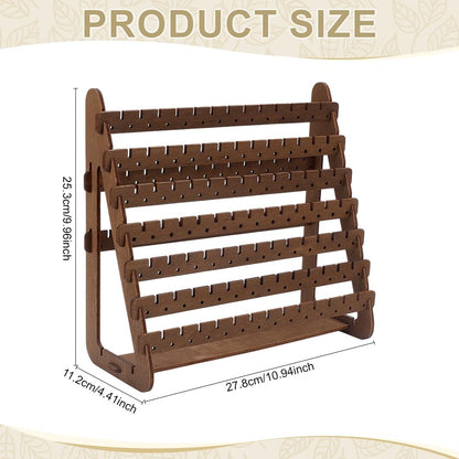 CRAFTYMELODY 7-Tier Wood Earring Stand Organizer Dangle Earring Jewelry Organizer Holder Stud Earrings Tower Detachable Wood Tiered Jewelry Card Display Tree Wooden Tray for Women Coconut Brown