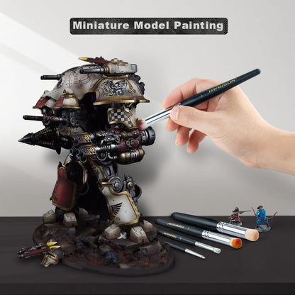 Transon 8pcs Miniature Painting Dry Brush Set with 5 Drybrushes and 3 Small Detail Brushes for Model Making and Miniature Model Painting