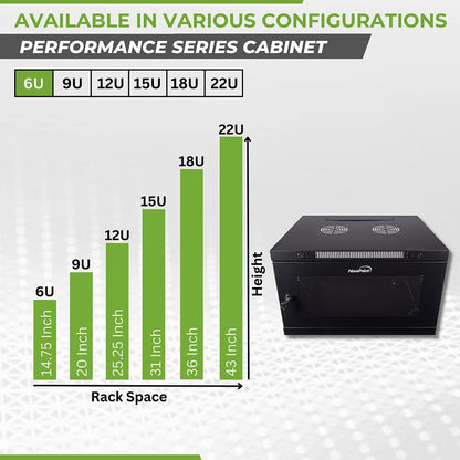 NavePoint 6U Server Cabinet Wall Mount Rack Enclosure with Perforated Door, Locking, Removable Side Panels – 6U Network Cabinet 17.7” Deep, 19 Inch Server Rack for IT and A/V Equipment
