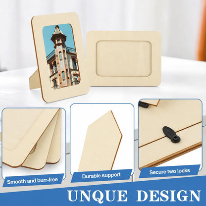 Oungy Craft Picture Frames 40 Pcs, 4 x 6 Style Paintable Wooden Frame Blanks, Natural Plywood Photo Frames for Classroom Crafts, Party Tables, DIY Decor