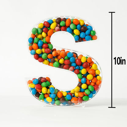 OAEUQ 10-Inch Magnetic Alphabet Candy Jar Refillable Fillable Letters For Candy Tray Reusable Lidded Candy Jar Candy Buffet Container Set (D, 1)