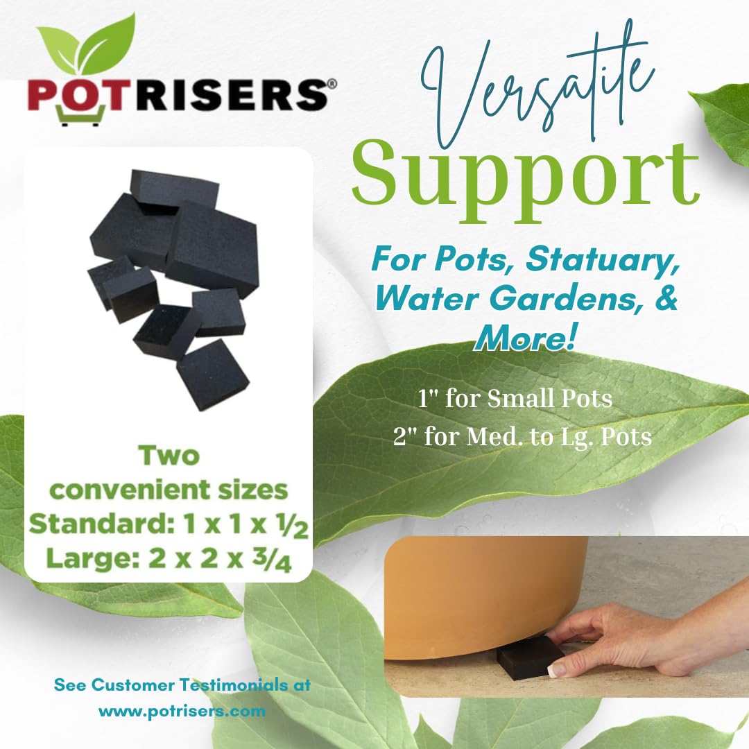 POTRISERS 80 Pack Standard 1" Wide x 1/2" Tall Super Value Pack | Invisible Pot Feet & Plant Risers | Drainage & Airflow for Planters, Pots, Garden Decor | Patios, Decks, Gardens
