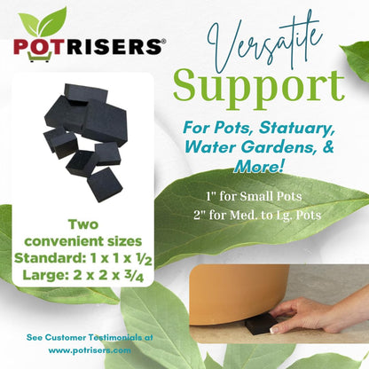 POTRISERS 80 Pack Standard 1" Wide x 1/2" Tall Super Value Pack | Invisible Pot Feet & Plant Risers | Drainage & Airflow for Planters, Pots, Garden Decor | Patios, Decks, Gardens