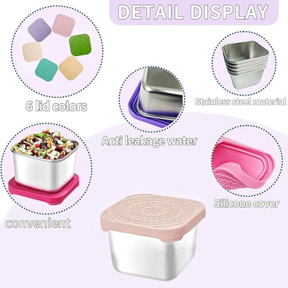 6Pack Stainless Steel Snack Containers