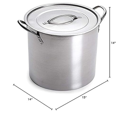 5 Gallon Stainless Steel Stock Pot with Lid, 12.5 x 12.5 x 11.5