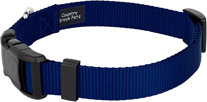 Country Brook Petz - Everyday Nylon Dog Collar and Leash - 10+ Cool Colors (3/4 Inch, Medium, Royal Blue)