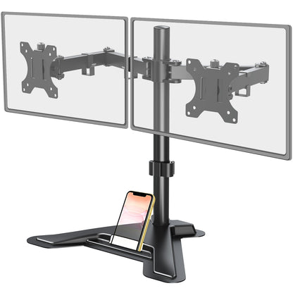 MOUNT PRO Dual Monitor Stand, Free-Standing Full Motion Monitor Desk Mount Fits 2 Screens up to 27 inches,17.6lbs with Height Adjustable, Swivel, Tilt, Rotation, VESA 75x75 100x100, Black