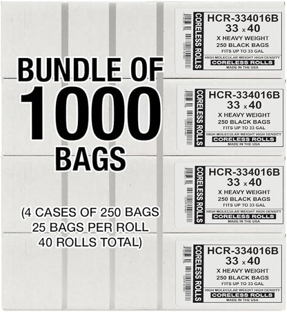 Aluf Plastics High Density Trash Bags, 33 Gallon, 16 Micron,
