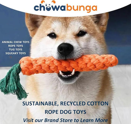 Bucky The Squirrel Dog Toy Handmade Eco Cotton Rope Squirrel Toy for Dogs - Natural, Non-Toxic Dyes, Dog Chew Toys for Small & Medium Breed Dogs, Cats (Small)