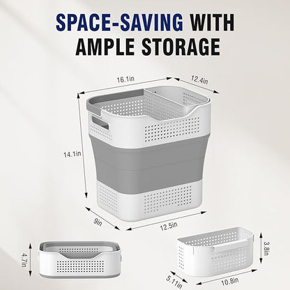 TECHMILLY Collapsible Plastic Laundry Basket Hamper