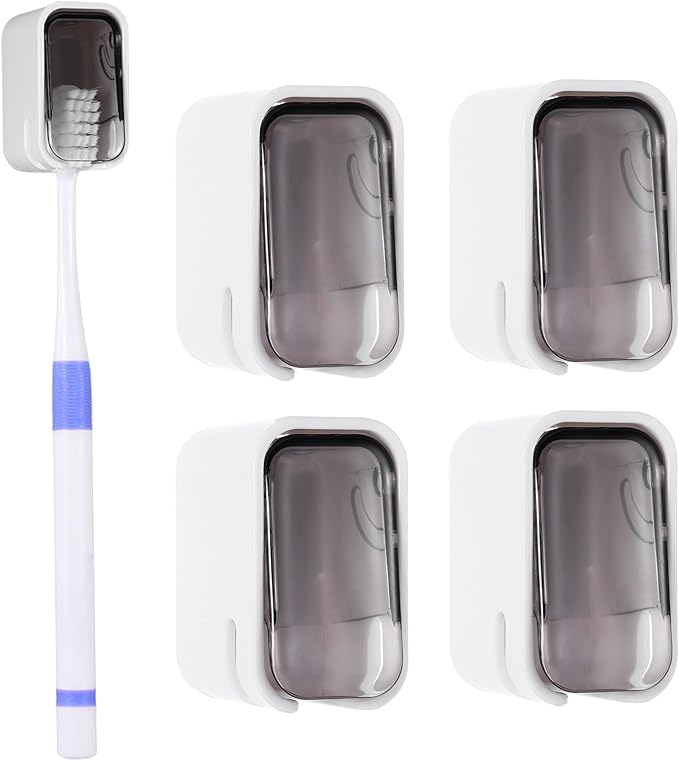 4 PCS Toothbrush Holder Wall Mounted