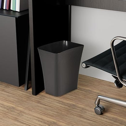 Clorox Textura Slim Trash Can - 3.1 Gallon Small Waste Basket for Narrow Spaces - Skinny Plastic Garbage Bin for Bathroom, Bedroom, or Office, Black