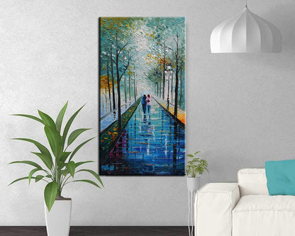 Tyed Art- 48x24inch Wall Art Landscape Oil Painting,Modern Textured Trees Abstract Wall Art Paintings,Wall Art for Living Room,Bedroom Office Wall Decor,Framed Canvas Wall Art
