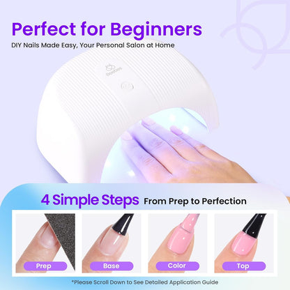 Beetles Gel Nail Polish Kit with U V Light -54 Pcs Gel Nail Kit Four Seasons Glow 32 Colors Set with Base Matte & Glossy Top Coat Soak Off Home DIY Manicure Nails Beginners Gifts for Women Teen Girls