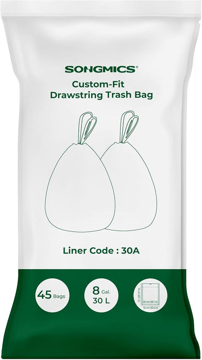 SONGMICS Trash Bags for 8-Gallon Trash Cans, Drawstring Kitchen Garbage Bags