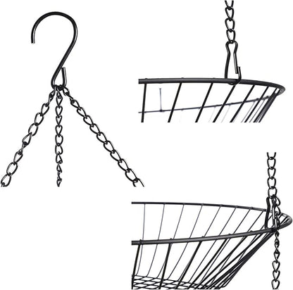 3-Tier Wire Fruit Hanging Basket 2 Packs, non-Punching Wall Hanging Storage