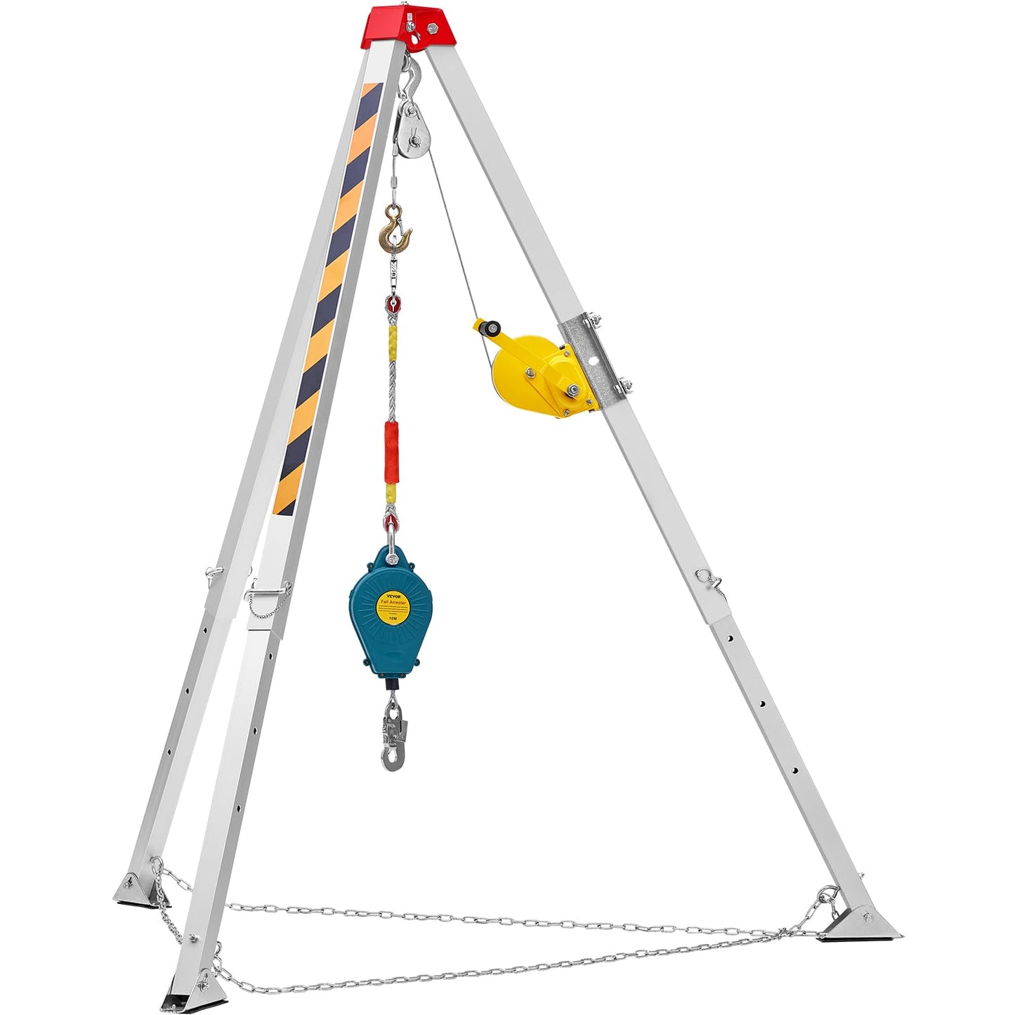 VEVOR Confined Space Tripod Kit w/1200 lbs Winch, Confined Space Tripod 7' Legs and 98' Cable, Confined Space Rescue Tripod 33 Fall Protection, Harness, Storage Bag for Traditional Confined Spaces