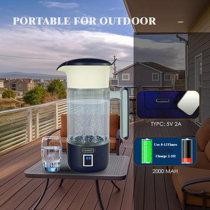GOSOIT Hydrogen Water Bottle Hydrogen Water Generator Ionizer Hydrogen Rich Water Maker Machine Hydrogen Water Pitcher with SPE PEM Tech (Datin Blue)