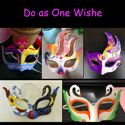 Qavctw 16PCS DIY White Masks Paper Cosplay Christmas Party Mask Unpainted Plain Craft Masquerade Masks for Christmas Mardi Gras Party Mask